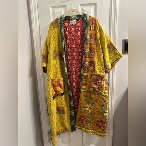 Reversible Floral Kantha Kimono Robe